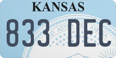 KS license plate 833DEC
