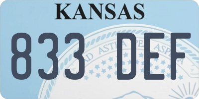 KS license plate 833DEF