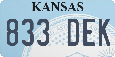 KS license plate 833DEK