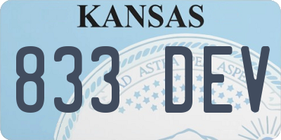KS license plate 833DEV