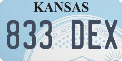 KS license plate 833DEX