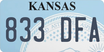KS license plate 833DFA