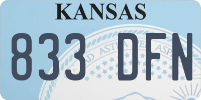 KS license plate 833DFN