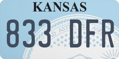 KS license plate 833DFR