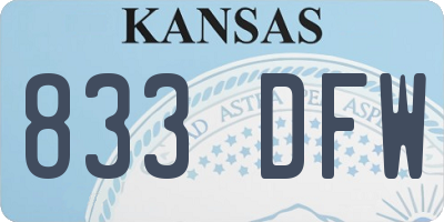 KS license plate 833DFW
