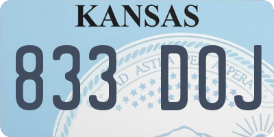 KS license plate 833DOJ