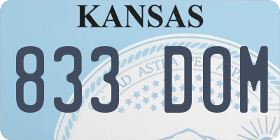 KS license plate 833DOM