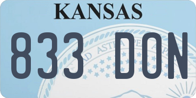 KS license plate 833DON