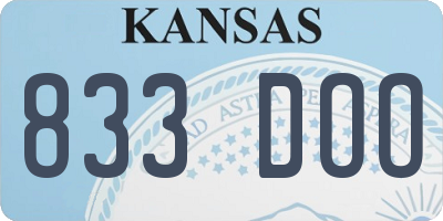 KS license plate 833DOO