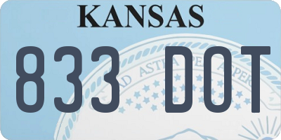 KS license plate 833DOT
