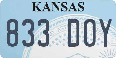 KS license plate 833DOY
