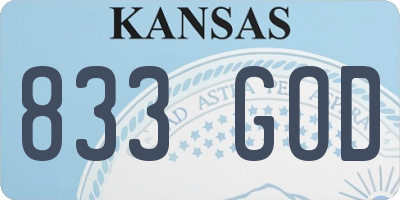 KS license plate 833GOD