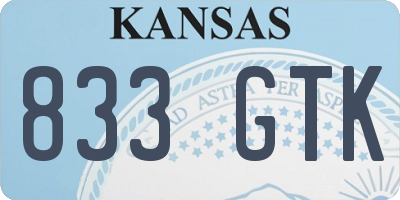KS license plate 833GTK