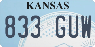 KS license plate 833GUW