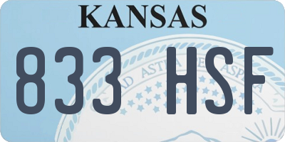 KS license plate 833HSF