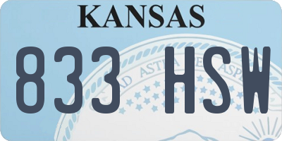 KS license plate 833HSW