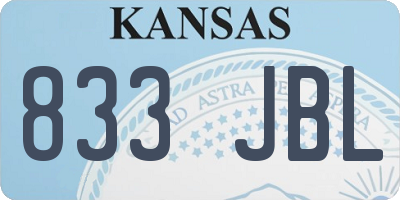 KS license plate 833JBL