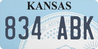 KS license plate 834ABK