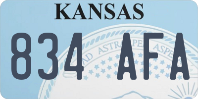 KS license plate 834AFA
