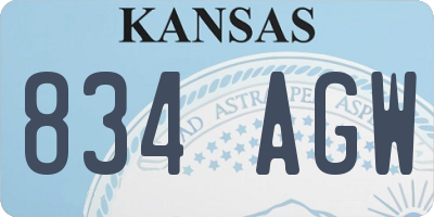 KS license plate 834AGW