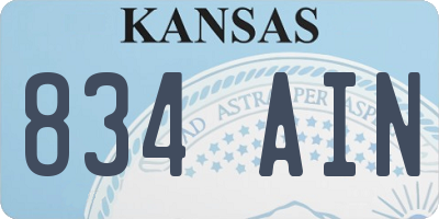 KS license plate 834AIN