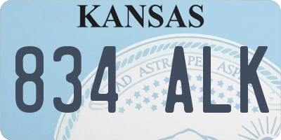 KS license plate 834ALK