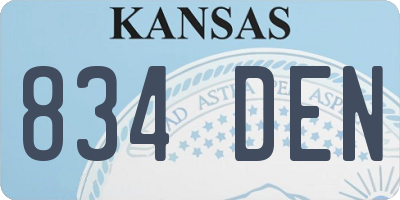 KS license plate 834DEN