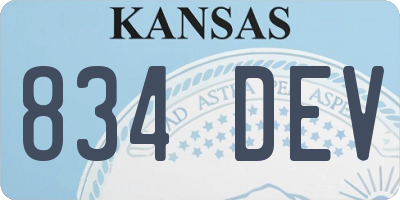 KS license plate 834DEV
