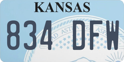 KS license plate 834DFW
