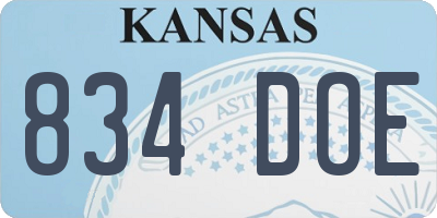 KS license plate 834DOE