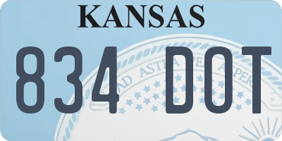 KS license plate 834DOT