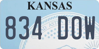 KS license plate 834DOW