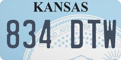 KS license plate 834DTW