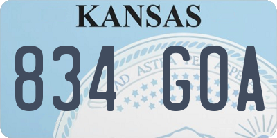 KS license plate 834GOA