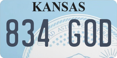 KS license plate 834GOD