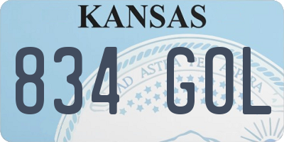 KS license plate 834GOL