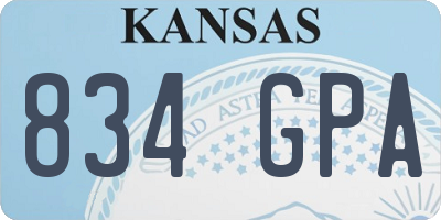 KS license plate 834GPA