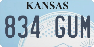 KS license plate 834GUM