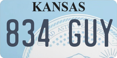 KS license plate 834GUY