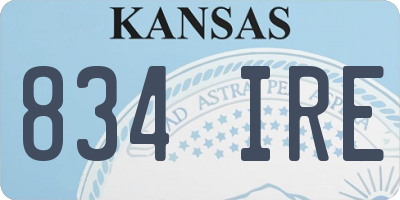 KS license plate 834IRE