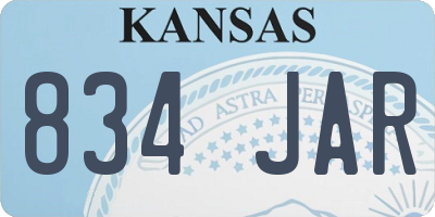 KS license plate 834JAR