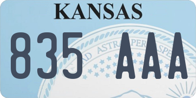 KS license plate 835AAA