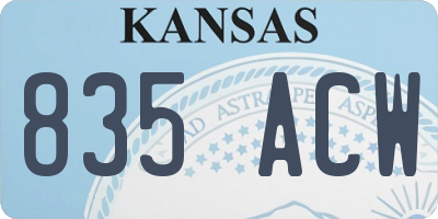 KS license plate 835ACW