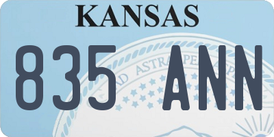 KS license plate 835ANN