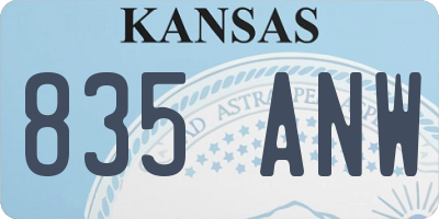 KS license plate 835ANW