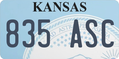 KS license plate 835ASC