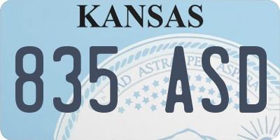 KS license plate 835ASD
