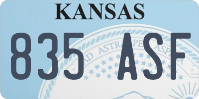 KS license plate 835ASF