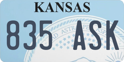 KS license plate 835ASK