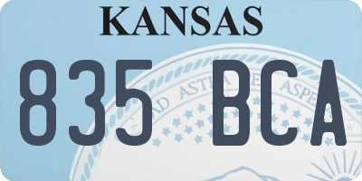 KS license plate 835BCA